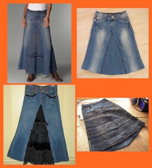 Как сделать юбку из старых джинсов