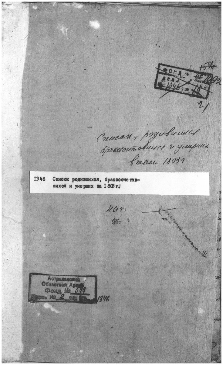 Титульный лист архивного дела (здесь и далее из архива автора)