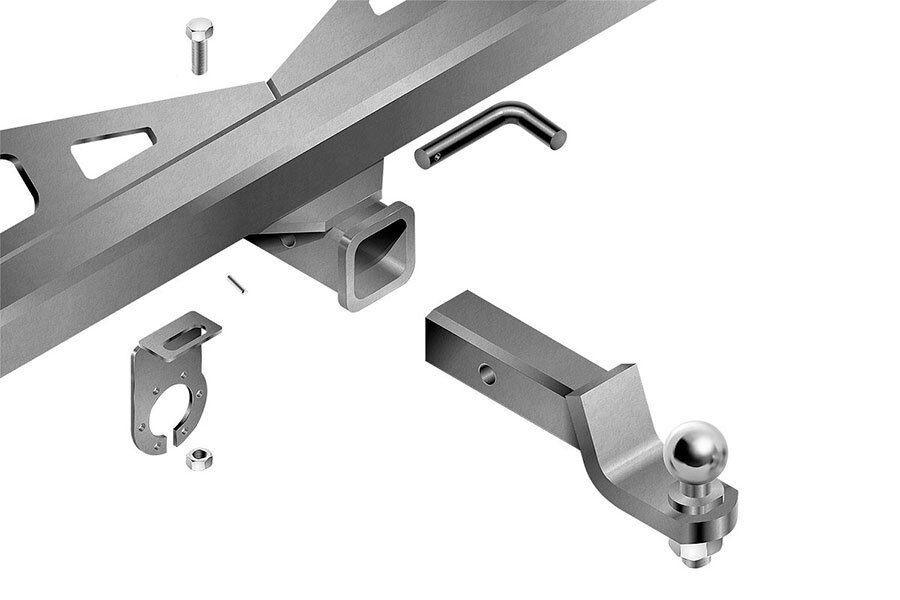 Сам шар, можно легко отсоединить в случае отсутствия необходимости использовать прицеп или навесное оборудование, при этом сам фаркоп будет закреплён к несущему кузову автомобиля 