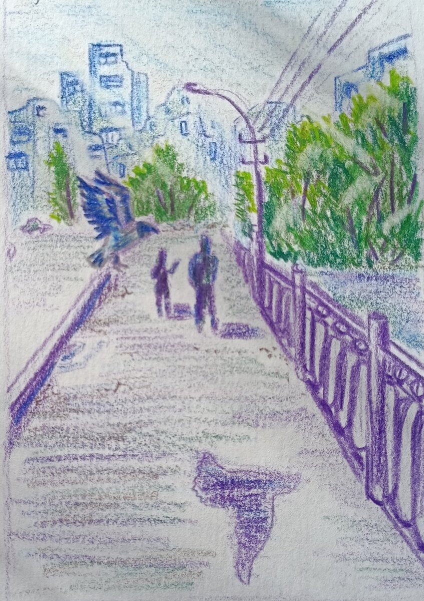 Родственники идут в другие миры после смерти. Рисунок моей жены.