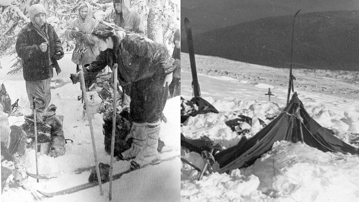 Перевал Дятлова. Маленькие лыжные палки и покинутая палатка.