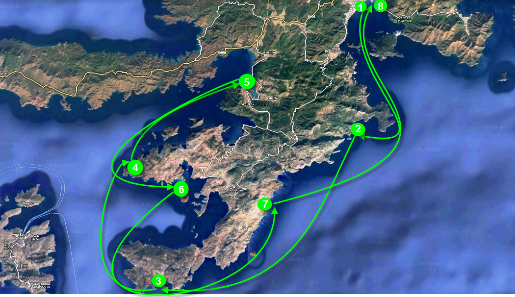 Яхтенный маршрут из Мармариса