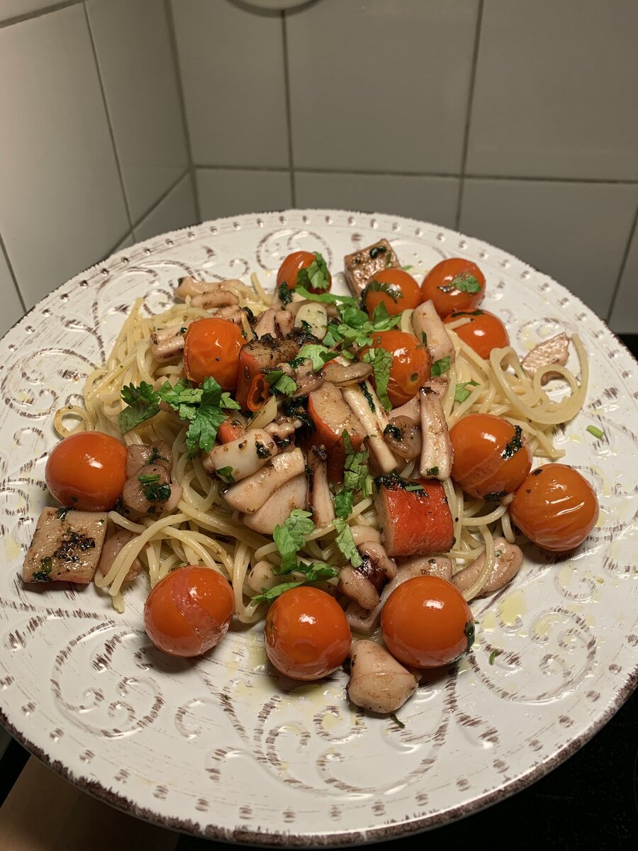 Паста с морепродуктами. 