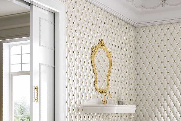 Облицовка стен ромбовидной плиткой