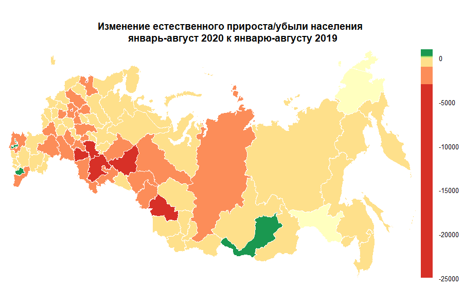 Естественный прирост населения карта