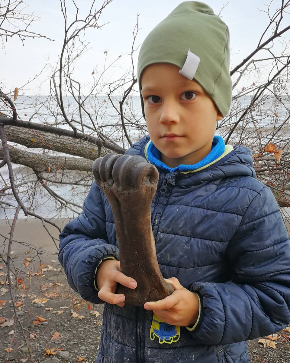 Владик и кость шерстистого носорога.