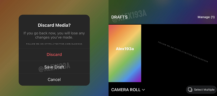 При выходе из редактора Сторис появится функция "Сохранить черновик". Источник: tech-touch.ru/v-instagram-mozhno-sohranyat-chernovik-istorii