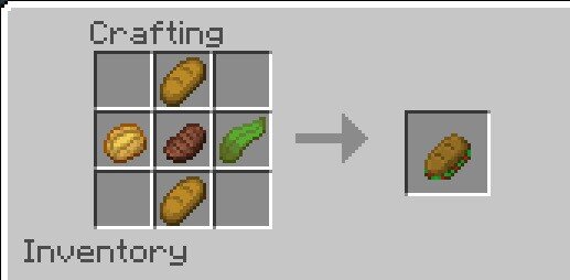 Хлеб с говядиной, картофелем, водорослями в Майнкрафт. Выглядит аппетитно, не правда ли?