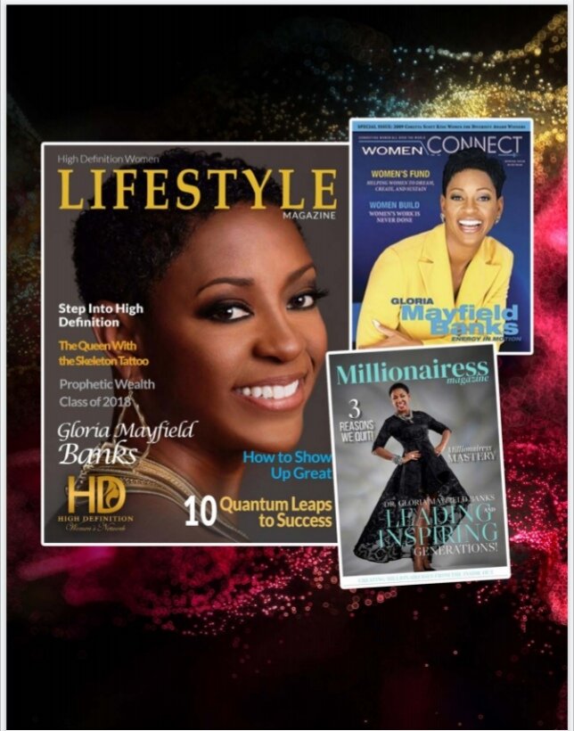 Глория Мэйфилд Бэнкс на обложках американских журналов. Скриншот страницы сайта https://gloriamayfieldbanks.com/photos/