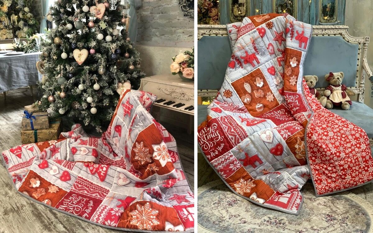 Одеяло красно-пряничное, не лоскутное