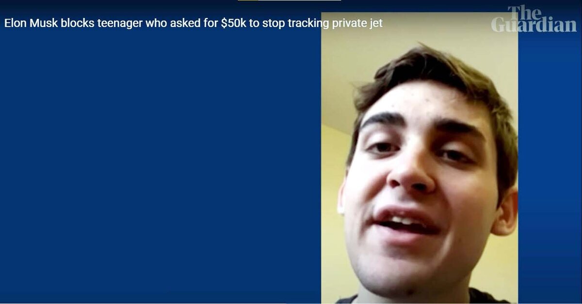 Илон Маск заблокировал подростка, который просил 50 тысяч долларов, чтобы он перестал следить за частным самолетом.