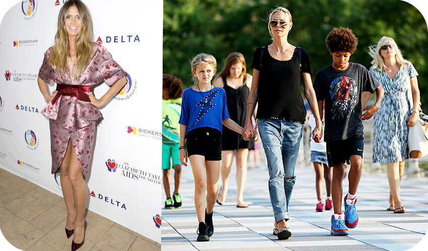 У немецкой модели - 4-ро детей. Ее декрет длился всего несколько месяцев, после чего Клум вернулась на подиум. Ее секрет прост - грудное вскармливание, физические тренировки, езда на велосипеде, прогулки с собакой и прыжки на батуте.