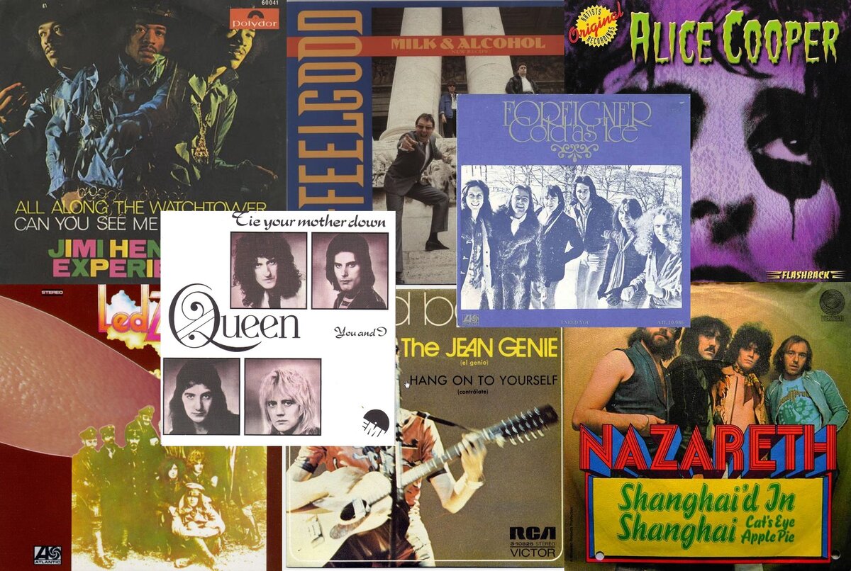 Jimi Hendrix Experience, Dr. Feelgood, Alice Cooper, Led Zeppelin, David Bowie, Nazareth, Queen, Foreigner