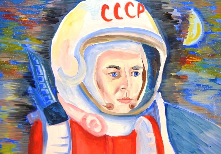 Рисунок на тему первый полет в космос