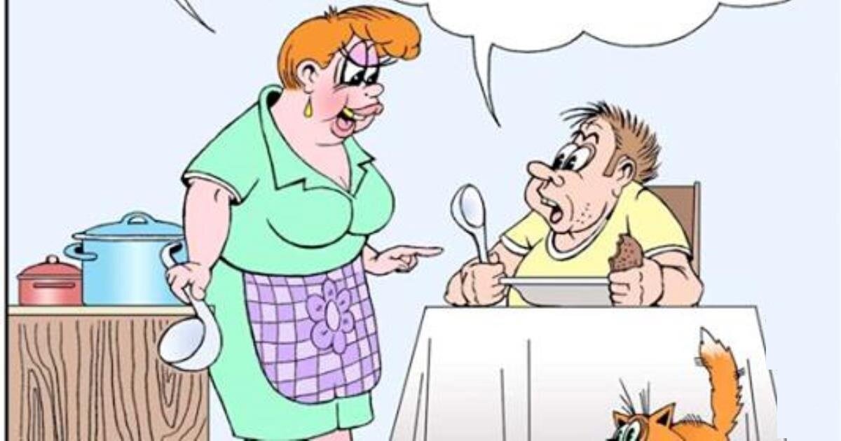 Поставь с тещами. Карикатуры смешные до слез. Муж и жена карикатура. Муж на кухне карикатура.