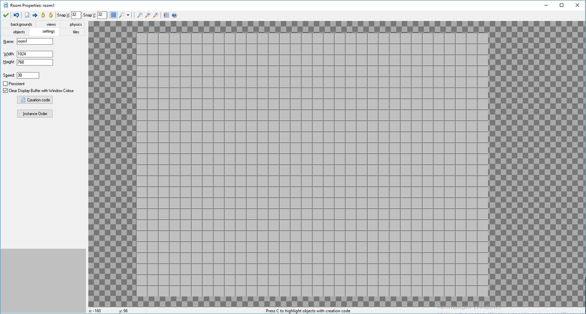 Вид комнаты на движке Game Maker Studio