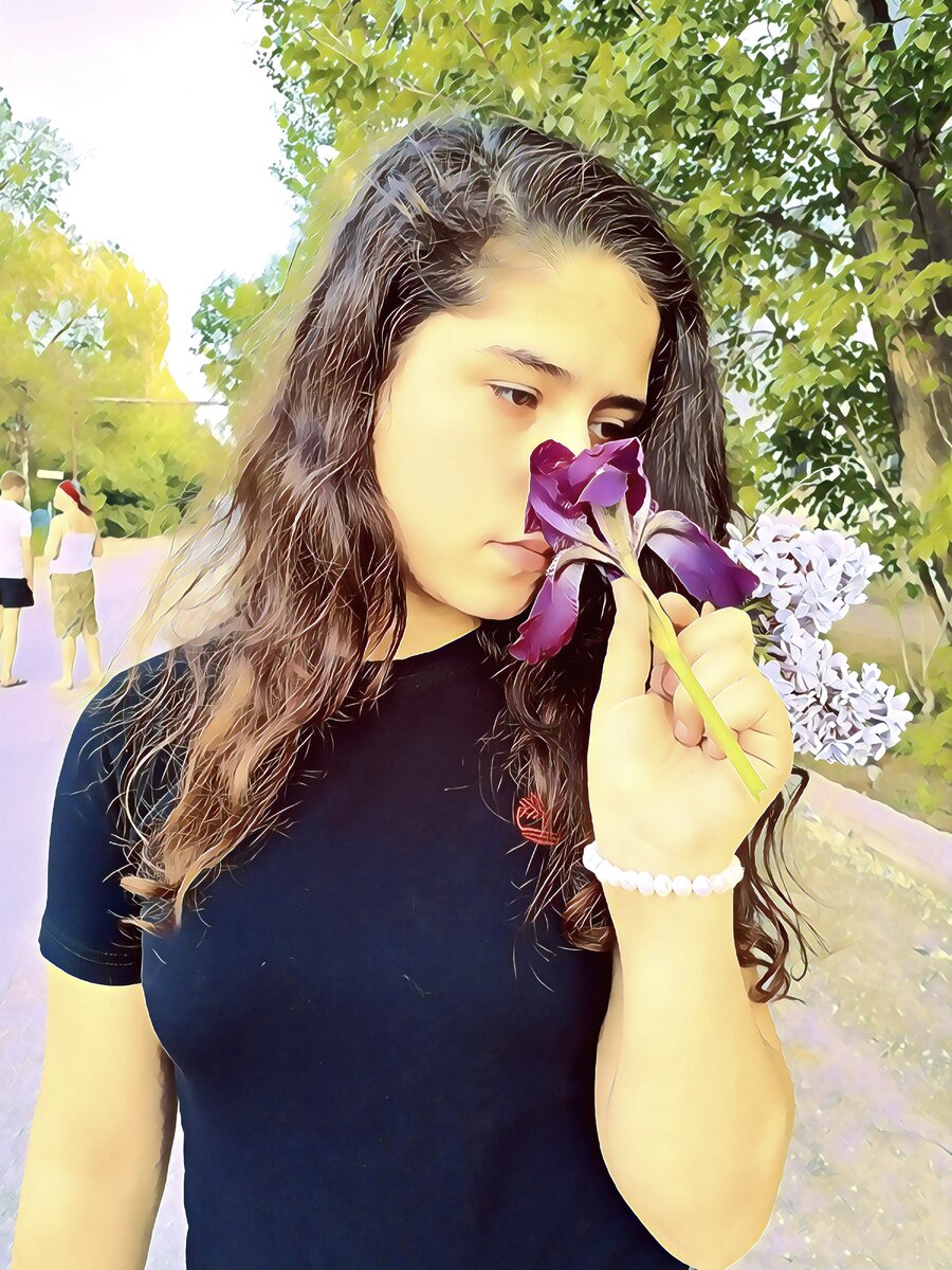 Картина. Девушка с цветком.