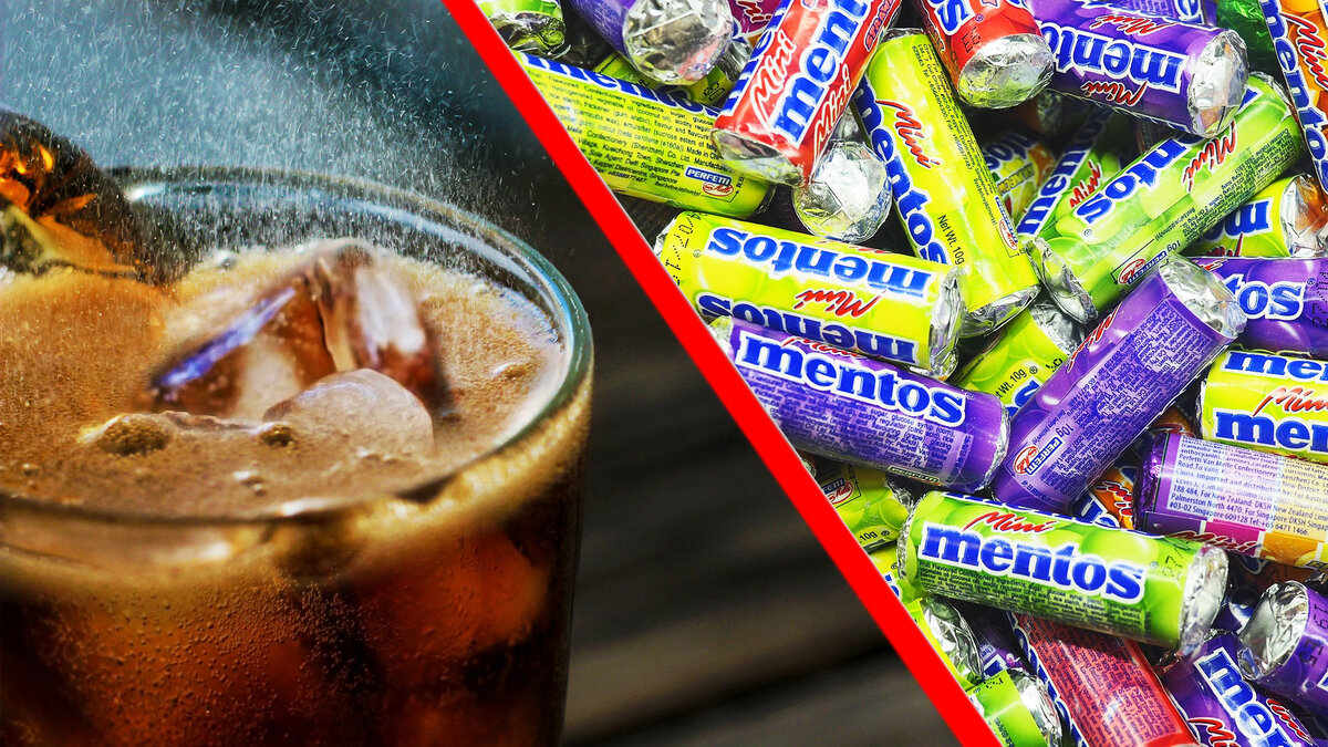 Mentos & Coca-Cola. Коллаж автора, фотографии с pixabay.com
