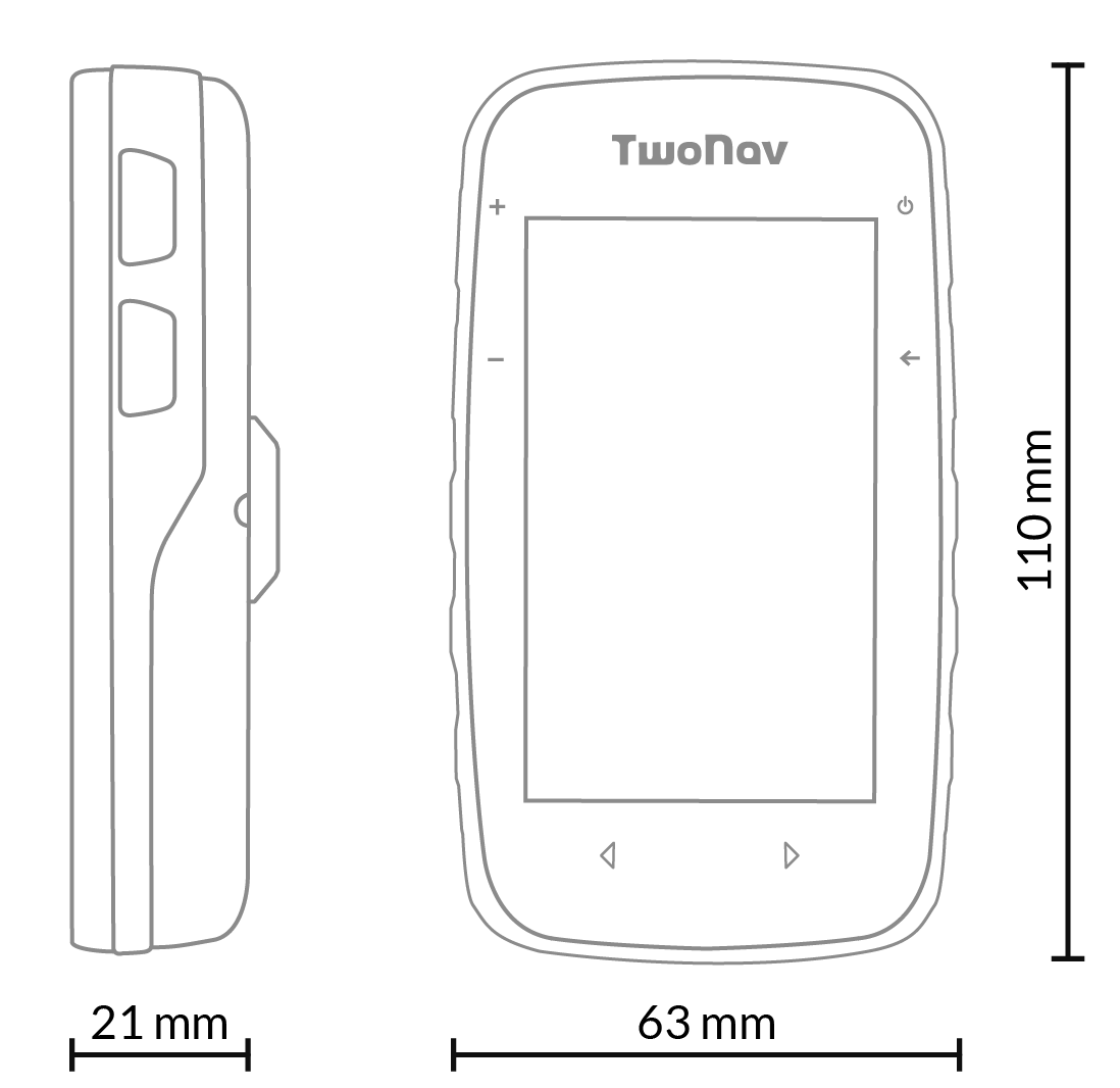 GPS навигатор для туризма Кросс от ТуНав. Габаритные размеры