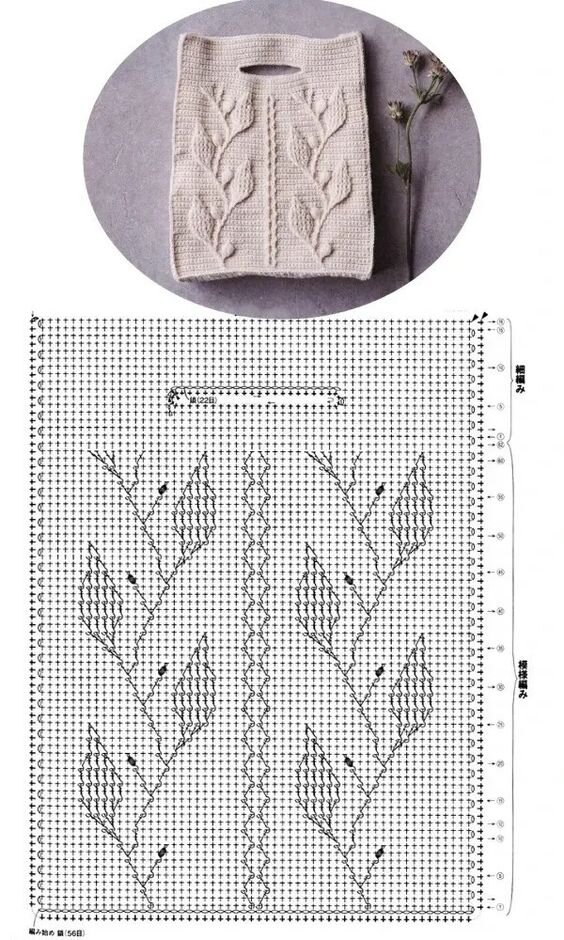 Примеры изделий, связанных крючком узором листья и несколько схем