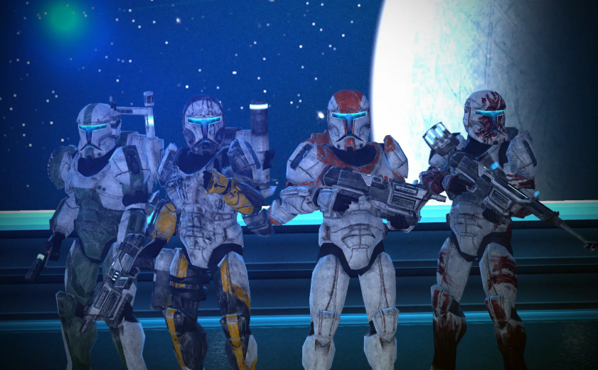 Отряд "Дельта" в полном составе.
Слева "Фиксер", "Скорч", "Босс", "Сев"