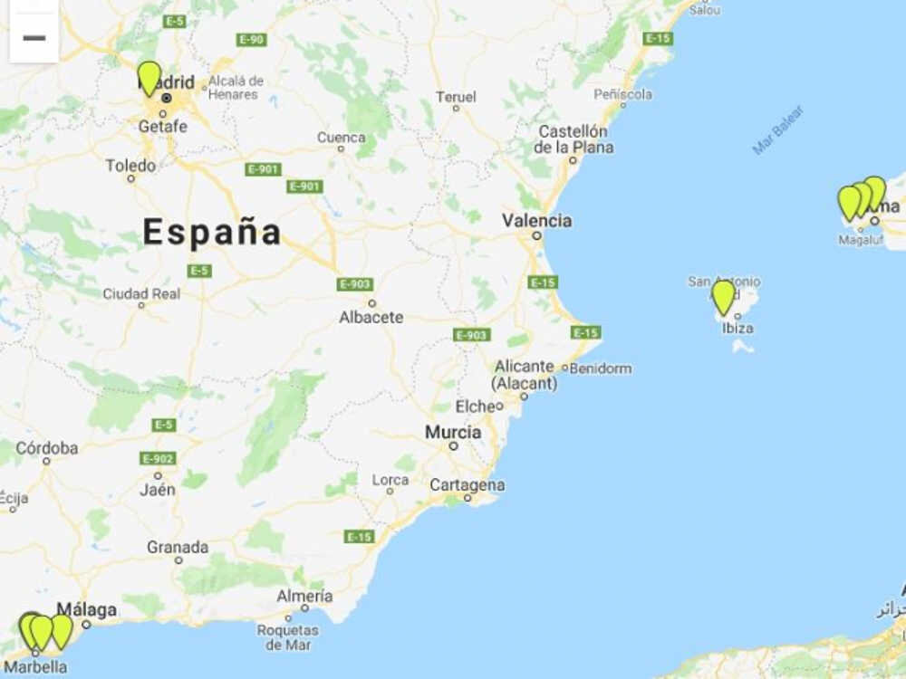 Локации с дорогими виллами по данным Idealista