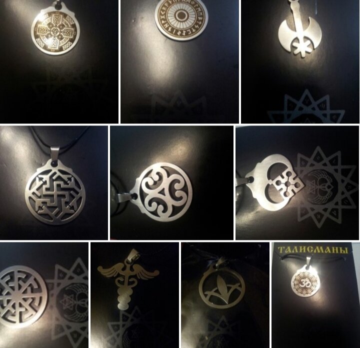 Примеры амулетов, фото автора. Материал хирургическая сталь 