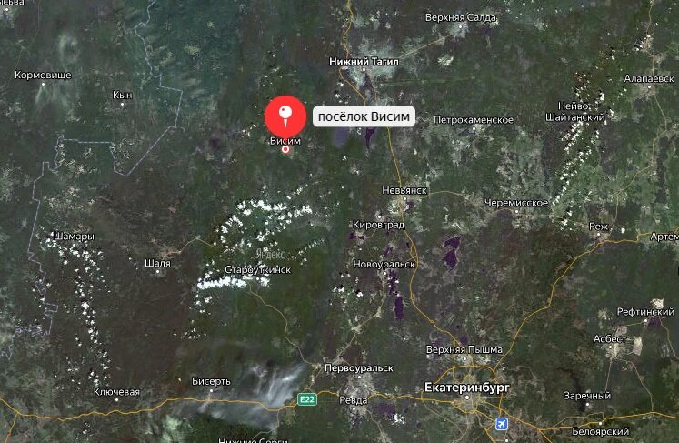 п.Висим на карте, взято из открытых источников