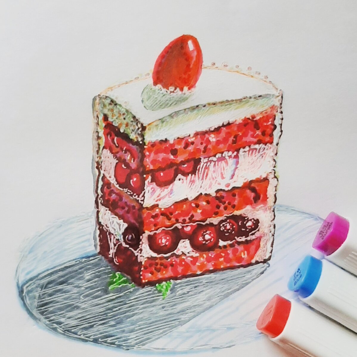 Торт с красной акварелью