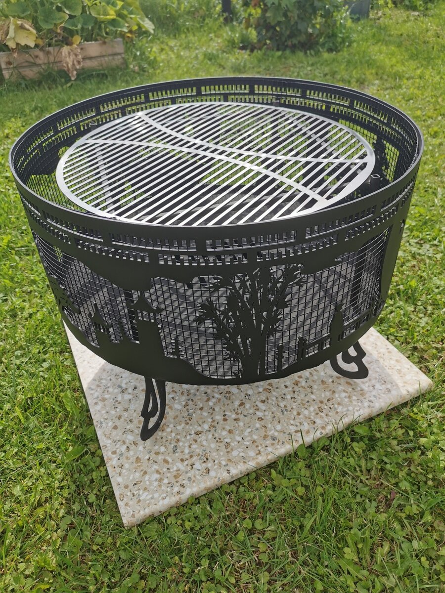 Костровая чаша "Япония" с сеткой по обечайке и решеткой гриль