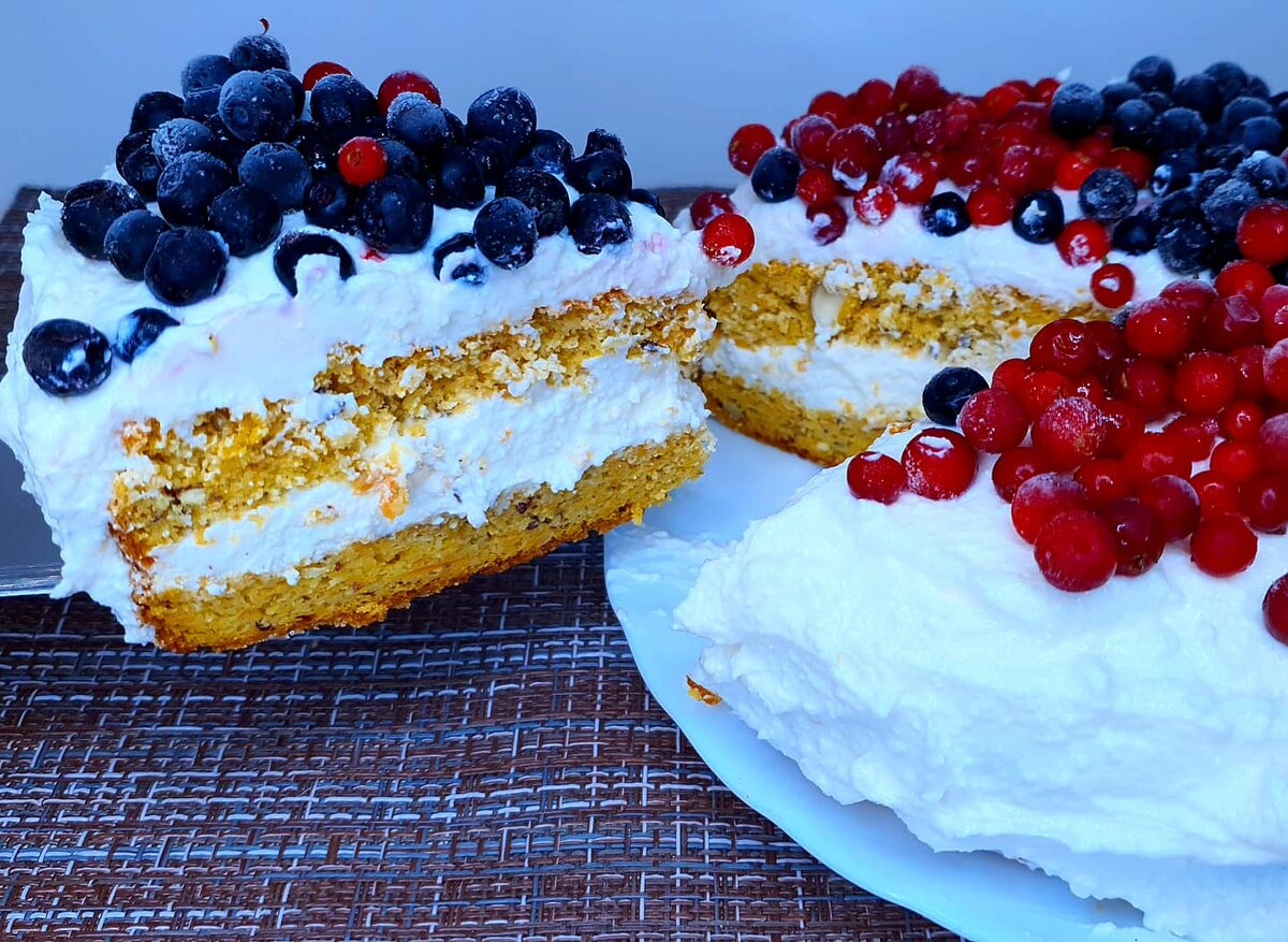 ПП ТОРТ МОРКОВНЫЙ .

Добрый вечер ! Ребята это не только красиво , но и очень вкусно , привкусно , торт необычайно воздушный , мягкий , а самое главное в нем нет сахара и всего лишь 70 гр рисовой муки.


Ингридиенты:

Морковь - 150 гр
Мука рисовая - 70 гр
Яйца- 3 шт
Орехи любые - 40 гр
Разрыхлитель- 1/2 ч л

Для крема:
Творожный сыр- 140 гр
Йогурт греческий- 1 баночка
Творог зернистый - 1 уп 180 гр
Ванилин.
Сахар - 30 гр

Морковь натереть на крупной тёрке,  орехи пробить в блендере,  всё соединить, добавить желтки,  и ещё  раз пробить в блендере , добавить муки и разрыхлитель,  перемешать. 
Белки отдельно взбить до твёрдых пиков и соединить их с основным тестом , перемешать до однородной массы. Тесто выложить в форму 18 см , выпекать при 180 ° 40 мин.

Крем .
Все ингридиенты соединить взбить миксером до однородной конструкции. 

Собираем торт : все коржи смазать кремом , по желанию украсить ягодами. Убрать в холодильник на 1 что бы пропитался .
Торт готов.

ПРИЯТНОГО АППЕТИТА. 

#рецепт#ПП#торт#морковный#нежный#воздушный#вкусно#футблогер#готовимсВикой#vladimirowna86

