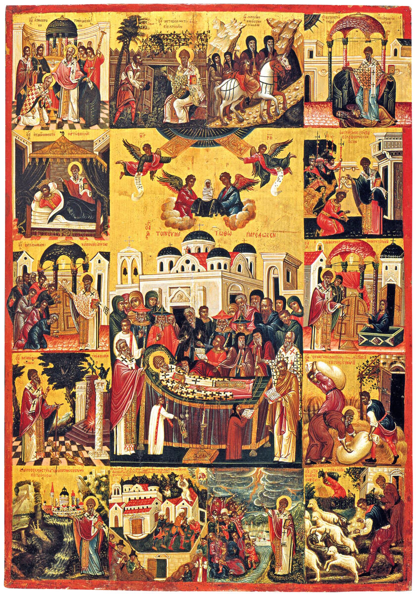 Икона святителя Спиридона с житием. 1595 г. Собрание музея икон в Венеции.