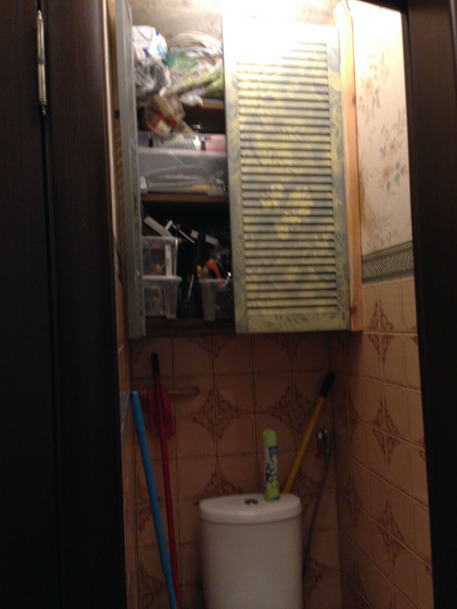 Над унитазом - шкафчик для хранения мелочей