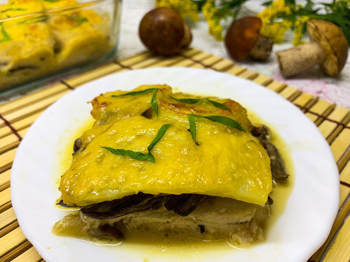 Запеканка с курицей и грибами