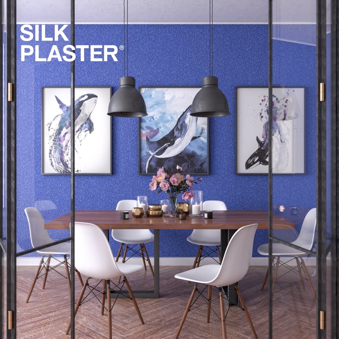 На фото в интерьере: жидкие обои SILK PLASTER  East 957