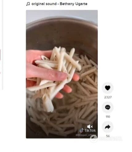 Приготовление макарон в холодной воде. Источник: Публикация lilsipper_official в TikTok.