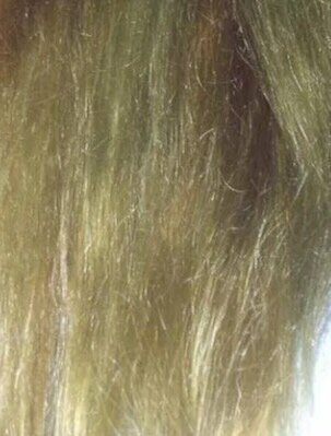 Такая зелень ещё может появится после обесцвечивания хны