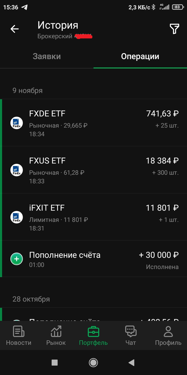 Скрин из СберИнвестора