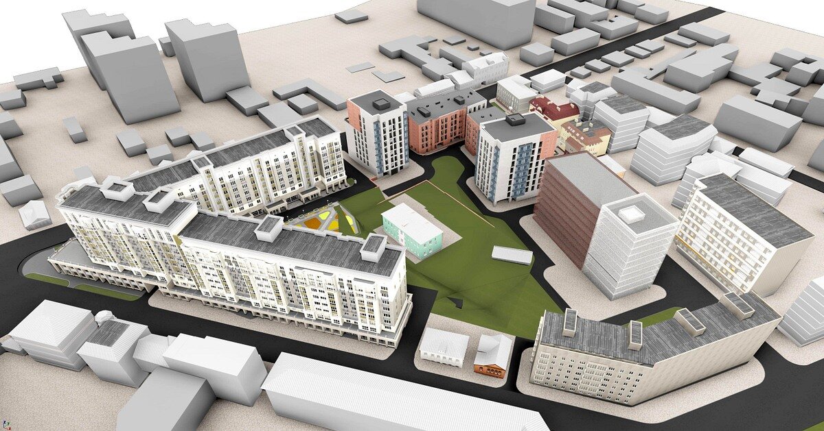 Объемно-пространственное решение квартала