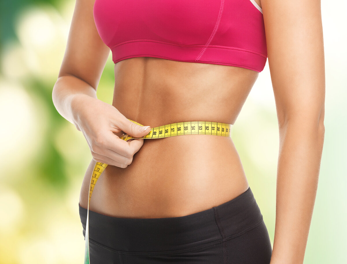 Fit похудение. Стройная фигура. Красивая талия. Девушка с сантиметром. Стройный живот