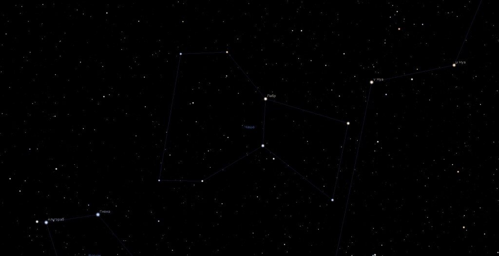 Созвездие Чаша, вид в программе планетарии Stellarium