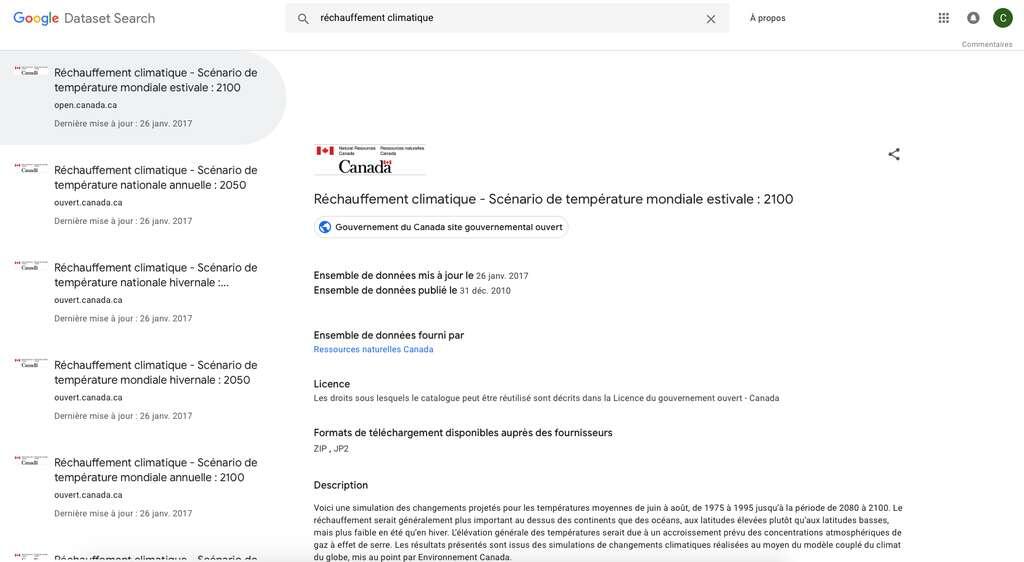 Поиск Google Dataset. © Google 