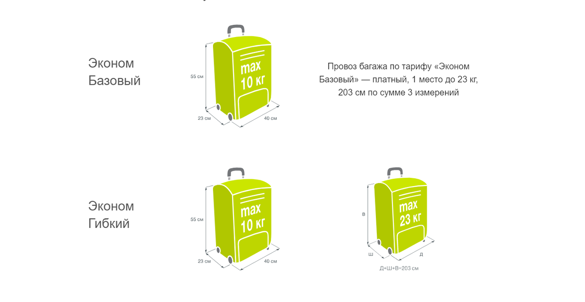 Пример: нормы провоза багажа S7 Airlines.
