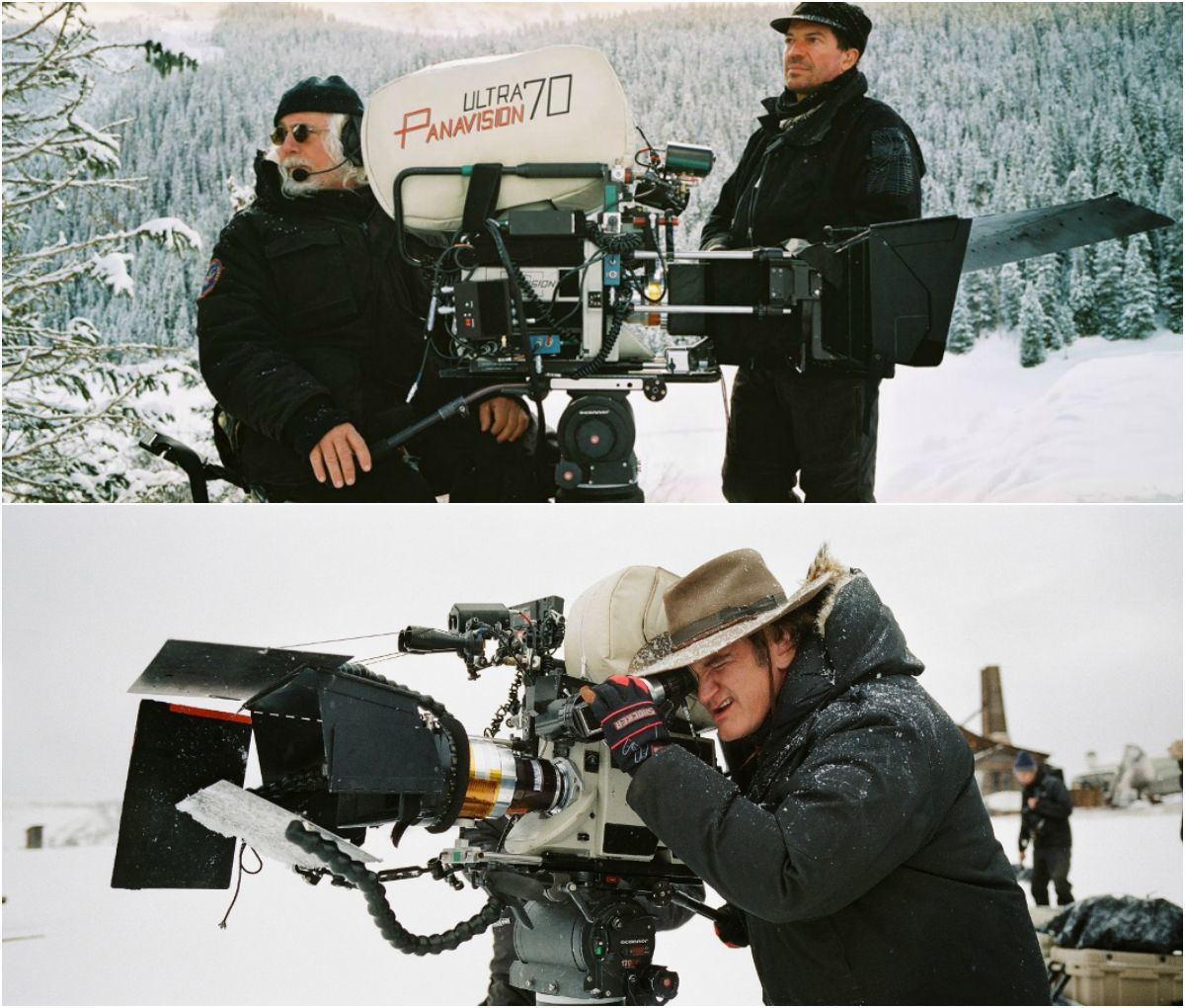 Super panavision 70. Квентин Тарантино Омерзительная восьмерка. Омерзительная восьмерка Panavision 70. Квентин Тарантино на съемках. Тарантино на съемках Омерзительной восьмерки.