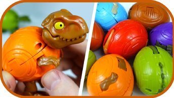 Динозавры-ТРАНСФОРМЕРЫ. Яйца динозавров. Сюрпризы с роботами.