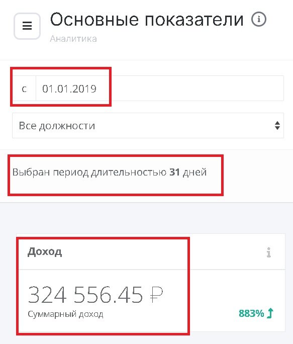 Выручка в первый месяц работы