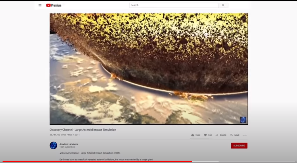 скриншот был сделан с ютуб видео discovery channel - large asteroid impact simulation 