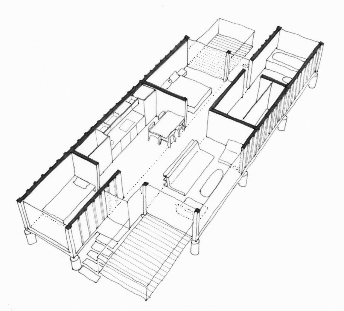 Дом из 2 контейнеров 20 футов планировка