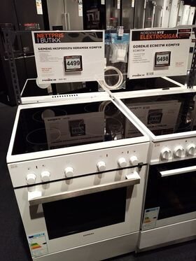 Варианты плиты с духовкой. Цена 4499 крон и 6498 крон.