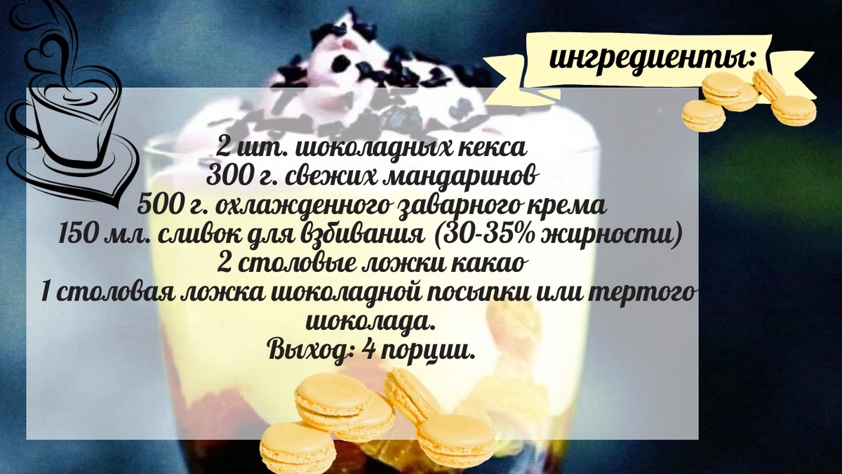 состав ШОКОЛАДНО МАНДАРИНОВЫЙ ДЕСЕРТ